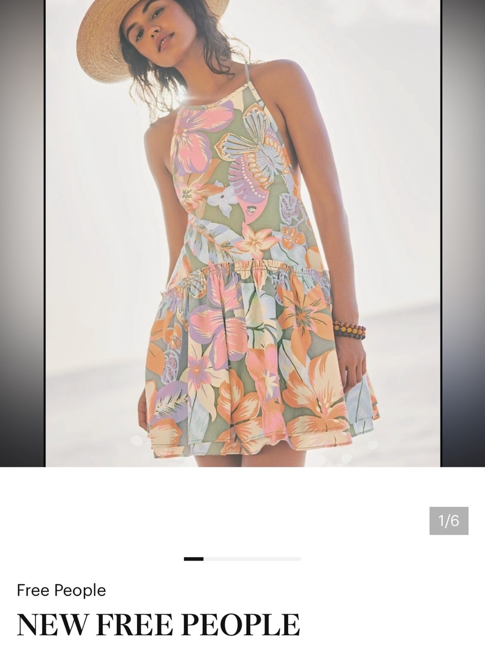 Free People Rainforest Combo Mini Dress Floral Boho Sundress Size L NWT